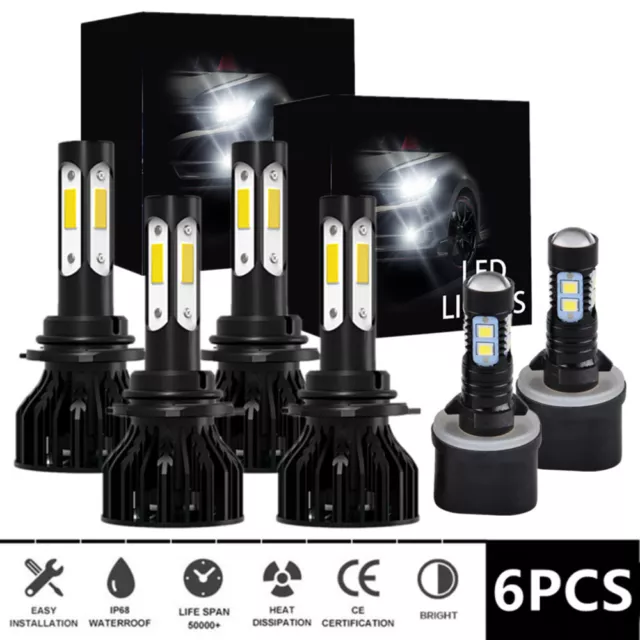 For GMC Envoy XL 2002-2006 9005 9006 LED Headlights + 880 Fog Light Bulbs Combo