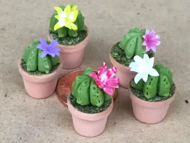 1:12 Scale Single Clay Cactus & Pot Tumdee Dolls House Plant Garden Accessory T8