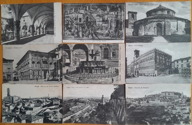 9 ANTICHE CARTOLINE DI PERUGIA DIVERSE A BASSISSIMO COSTO - formato piccolo