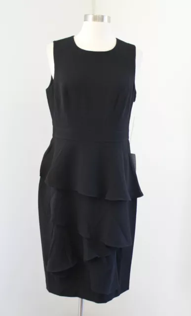 NWT Eliza J Ella Ruffle Cascade Crepe Peplum Sheath Dress Size 8 Career Cocktail