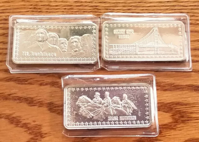 3 bar lot  - 1 oz .999 Silver Art Bars   MB01