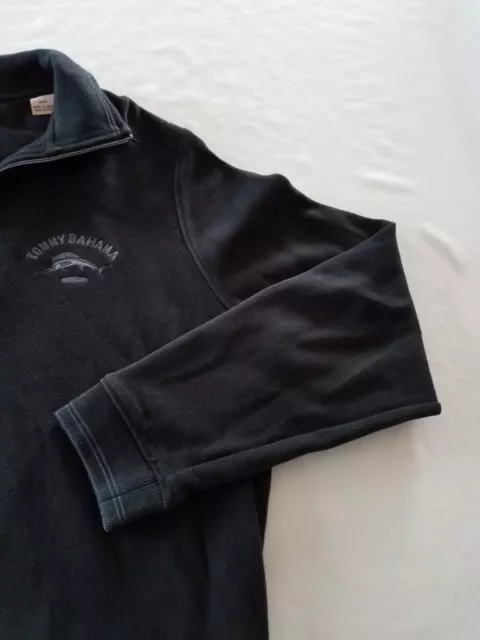 TOMMY BAHAMA PULLOVER BLACK Sweater Zipper Sz Medium QUARTER ZIP COTTON ...