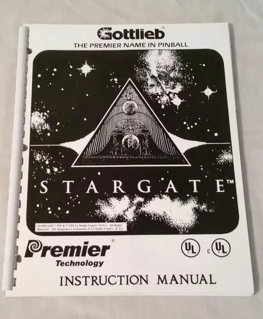 Gottlieb Premier Stargate Pinball Machine Original Manual & Schematics NOS!