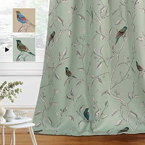 Blackout Curtains for Bedroom 84 Inches Length Thermal Insulated Birds Rustic...