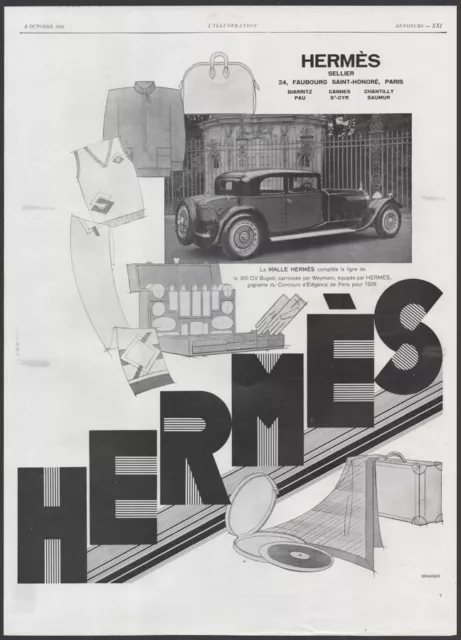 XL Original Reklame, Werbung 1929 - Hermès Auto-Gepäck, Koffer, Oldtimer 20er