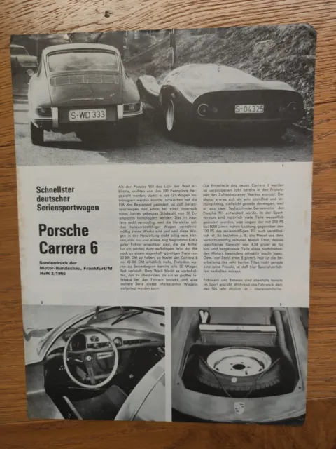 Porsche Carrera 6 Article brochure dépliant  catalogue Deutsch