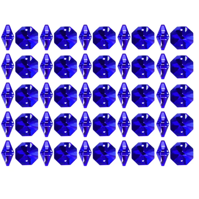 50pz blu cristallo ottagonale talloni per DIY Accessori luce 14mmx6.5mm