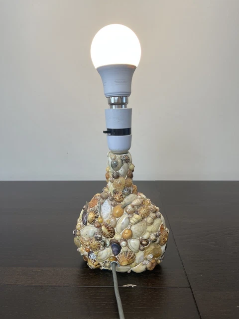 Small Vintage Hand Decorated Shell Lamp Table Lamp
