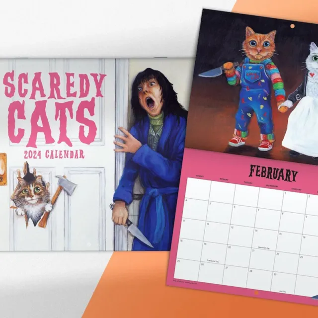 Scaredy Cats 2024 Monthly Calendar Wall Hanging Calendar NEW