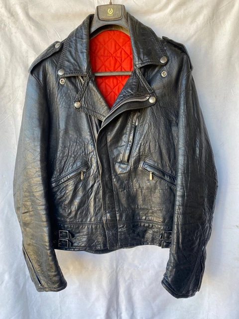 vintage MASCOT? biker leather jacket motorcycle zip black S-M 36-40 punk rock