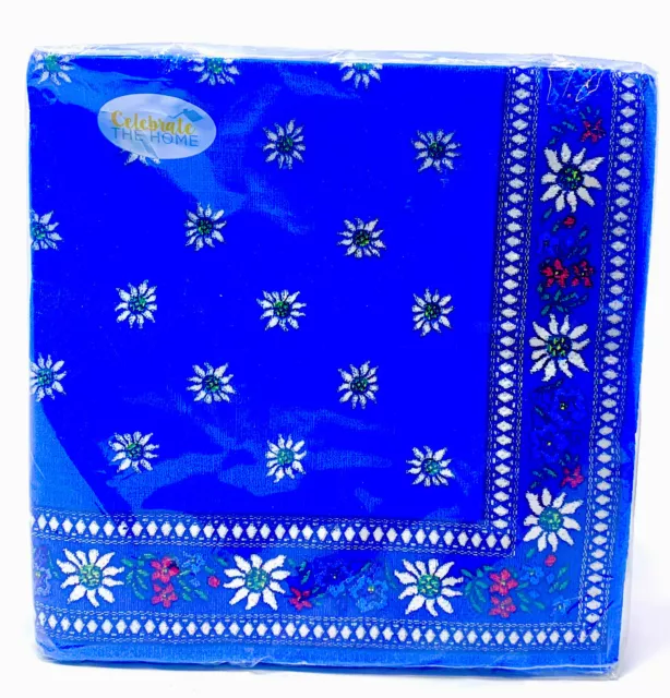 Celebrate The Home  Edelweiss  Blue Dessert Cocktail Napkins 5”x5” Pack Of 40