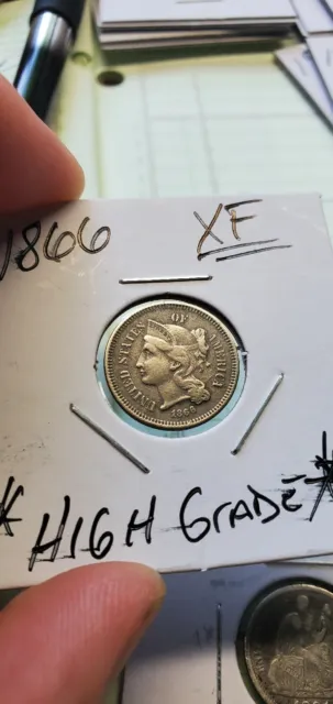 1866 3 Cent Nickel Piece (HIGH GRADE)