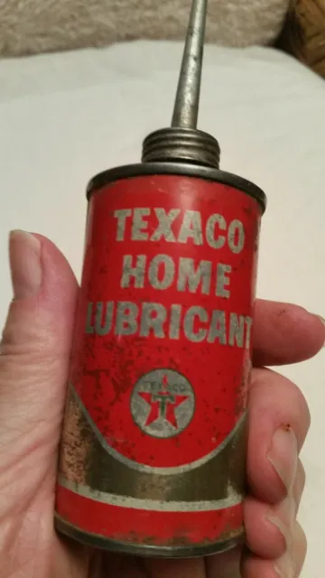 Vintage Texaco Home Lubricant 3oz. oil can metal spout star logo motor man cave