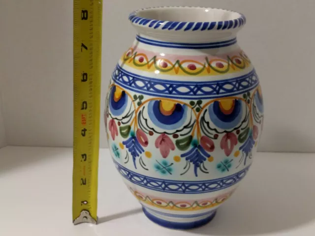 Made in Spain Floral Art Hand Painted Hand Made Pottery Vase 