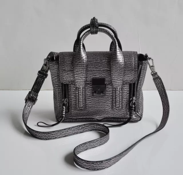 NWT 3.1 Phillip Lim Metallic Shark-Embossed Mini Pashli Satchel Shoulder Bag