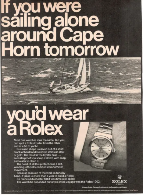 1967 Pubblicita' vintage ROLEX OROLOGIO Oyster Francis Chichester Cape Horn