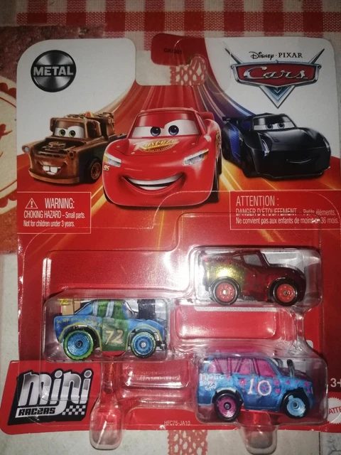 Lot de 3 mini voitures cars racer Disney Pixar Mattel en metal neuf en coffret