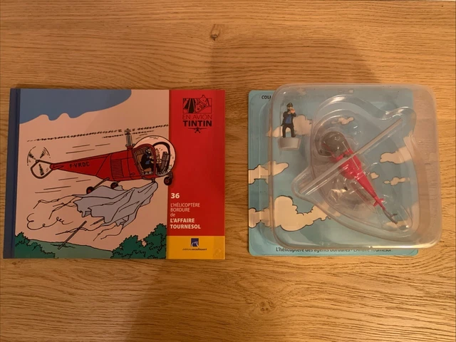 Figurine Tintin N°36 En Avion & Hélicoptère – Bordure De L'affaire Tournesol
