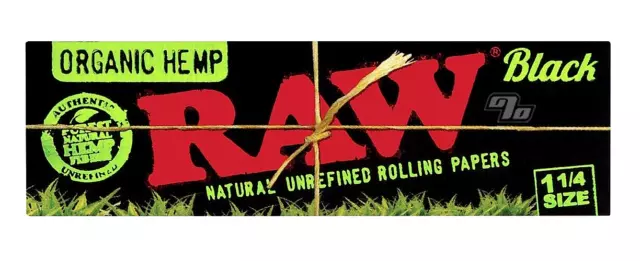 Raw Black Organic Hemp Rolling Papers 1 1/4  Size 1 Pack USA SHIPPED