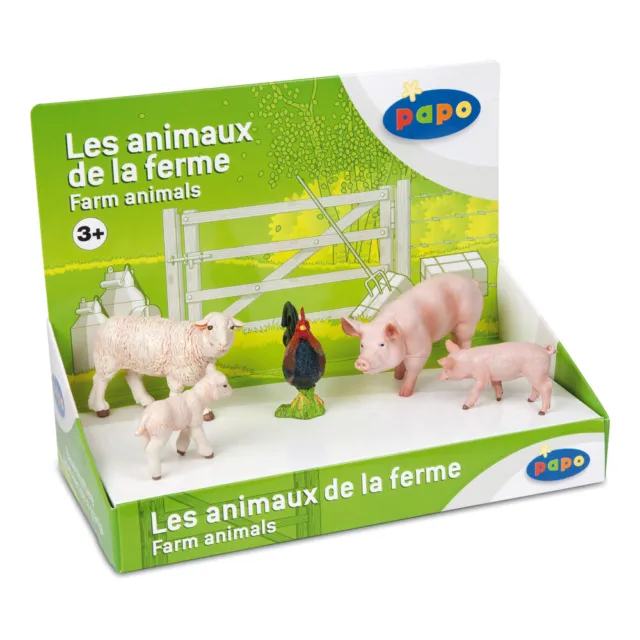 PAPO Farmyard Friends Farm Animals 1 with 5 Figures Display Box, Multi-colour (8