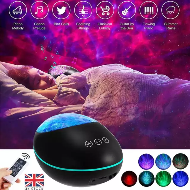 LED Starry Night Light Ceiling Projector Ocean Wave Baby Kids Room Lamp Hot UK