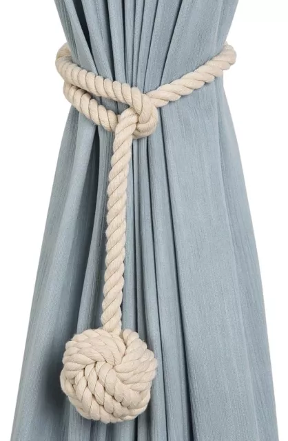 Retro Curtain Tie back  Ropes Holdbacks Rural Knot Ball. 2 In Each Pack