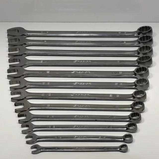 Snap On Tools 12 Piece SAE Flank Dr 12pt Combination Wrench Set 1/4”-15/16” OEX