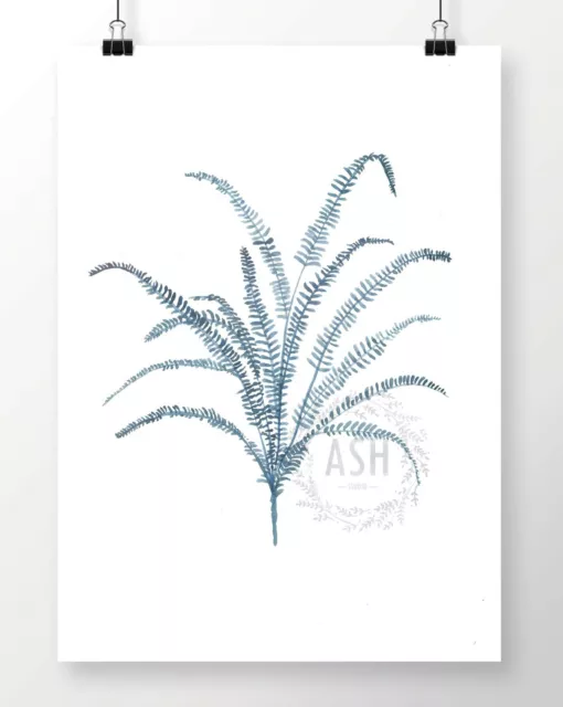 SEA FERN V Watercolour Coastal Art Print Hamptons Nautical Beach Coral Painting