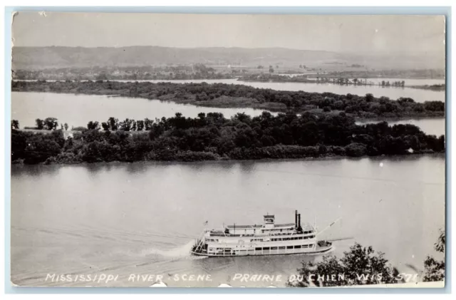 c1940's Mississippi River Scene Prairie Du Chien WI RPPC Photo Vintage Postcard