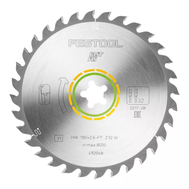 Festool HW 190x2,6 FF W32 Kreissägeblatt WOOD UNIVERSAL ( 492048 ) 190 mm 32 Z