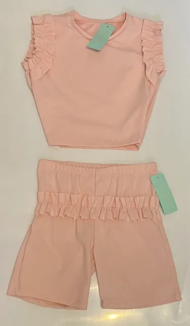 Nuovi abiti rosa per bambina vestiti casual top festa set 6 anni