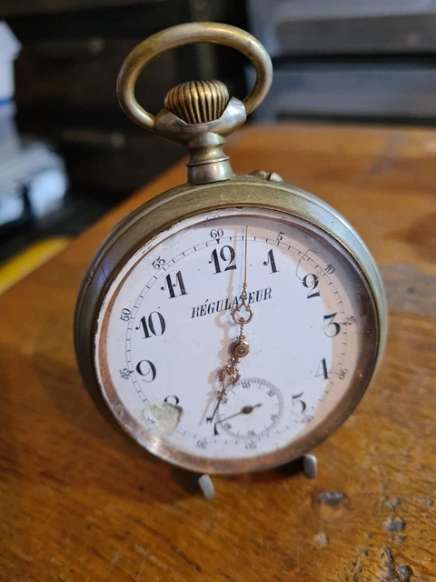 Montre à Gousset Ancienne Régulateur Français - Argent Plaqué, Parfait état, Fonctionnelle