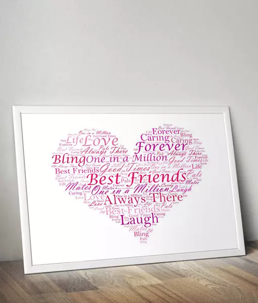 Personalised Heart Word Art Print - Personalised Best Friend, Mothers Day Gift