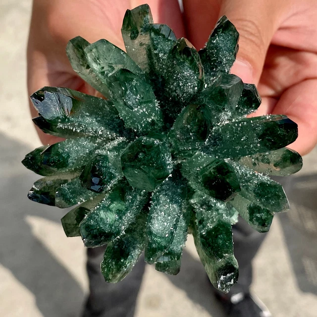 352G New Find Green Phantom Quartz Crystal Cluster Mineral Specimen Healing 5