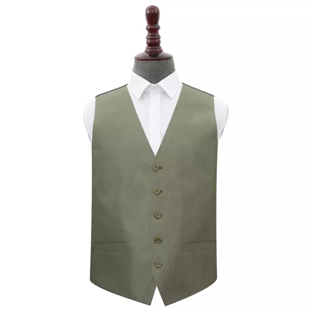 Sage Green Mens Waistcoat Plain Shantung Formal Wedding Tuxedo Vest by DQT
