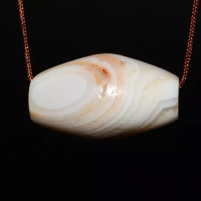 Rare Ancient Banded Agate Stone Dzi Bead in Good Condition with Rare Pattern