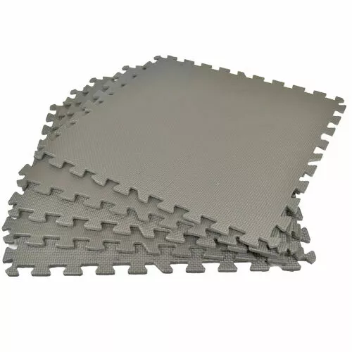 GYM EXERCISE GREY SILVER MATS INTERLOCKING FLOORING YOGA EVA KIDS PLAY 600 x 600