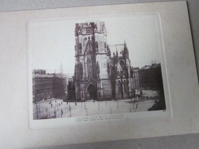 Hamburg und Umgebung 1895 Facade der Nikolaikirche Kupferdruck