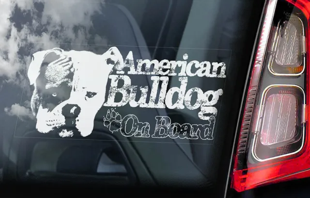 AMERICAN BULLDOG Car Sticker, Bully Dog Pet Window Sign Bumper Decal Gift - V03