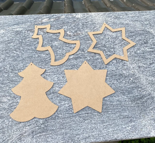 WEIHNACHTSDEKORATION BASTELN TANNENBAUM und Stern, MDF, Weihnachten