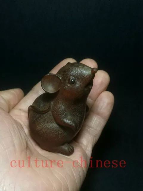 Japanese boxwood hand carved clever mouse Figure statue netsuke collectable gift