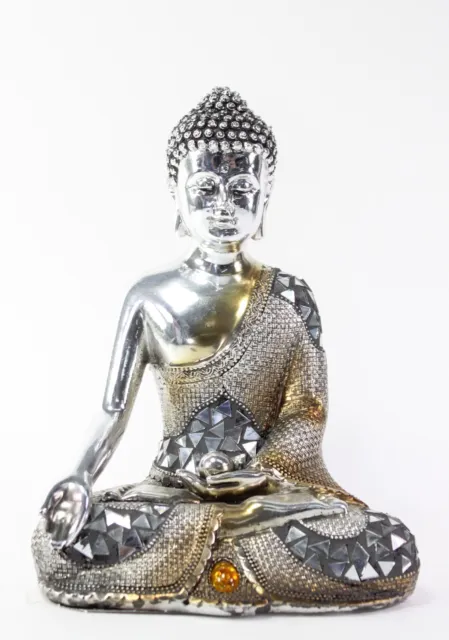 Feng Shui 8" Electroplated Buddha with Teaching Mudra Figurine Peace Statues