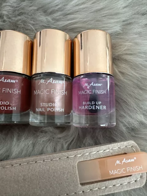 3x M. Asam MAGIC FINISH Nagellack Studio Nail Polish & Build Up Hardener & Feile 3