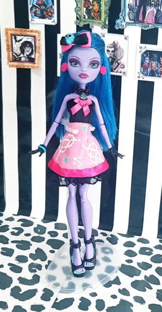 Monster High OOAK doll in handmade seaside theme outfit stand & all included.