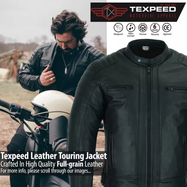 Leather Motorbike Motorcycle Jacket Touring With Genuine CE Armour Biker Thermal