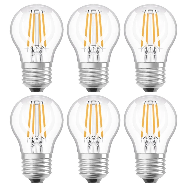 6 x Osram LED Filament Tropfen 4W = 40W E27 klar 470lm 840 neutralweiß 4000K