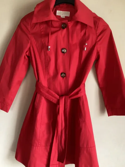 Michael Kors Belted Trench Coat with Detachable Hood Size Small
