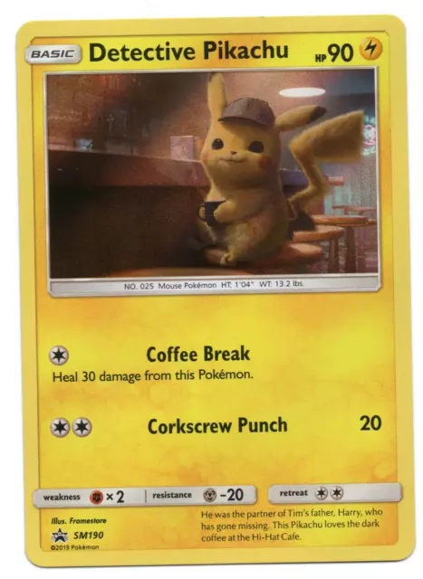 Detective Pikachu SM190 Promo - Pokemon Card - Holo Rare - EXC / Near Mint