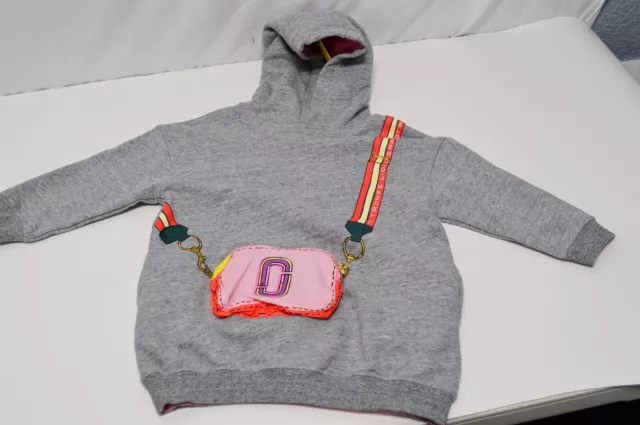 NWT  Little Marc Jacobs Girls Purse Pocket Grey Hooded Sweater Dress   Size Y3