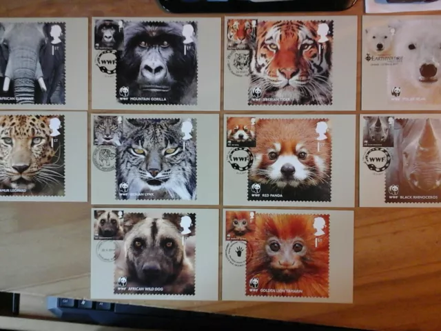 2011 World Wildlife Fund Phq 348 10 Stamp Cards Fdi Front Pict H/S Described